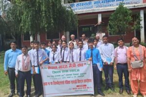 नेपाल भारत मैत्री संघ स्याङ्जाद्वारा शैक्षिक सामग्री वितरण, नगर प्रमुख रेग्मीद्वारा कार्यक्रम उद्घाटन